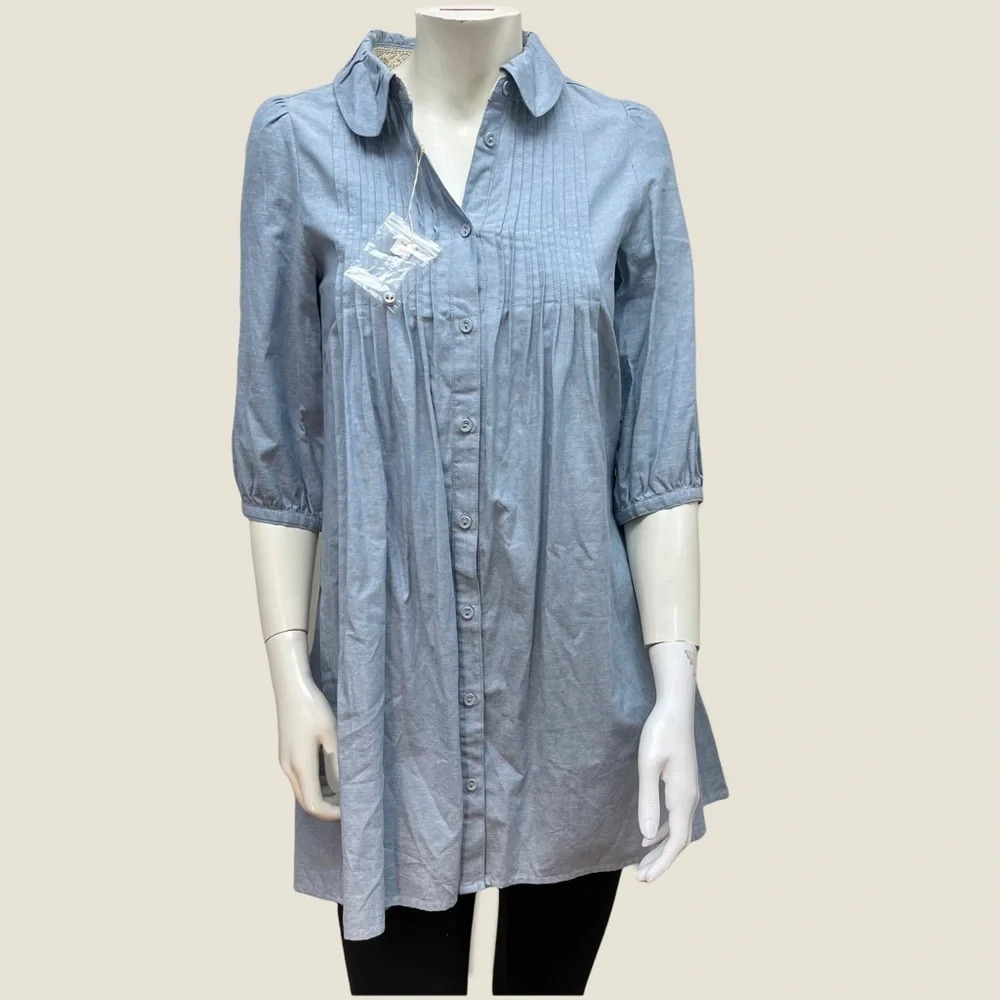 OLIVE des Olive Blue Button Down Tunic Dress‎